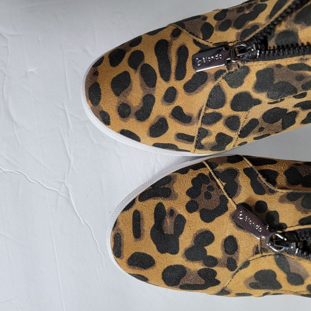 Blondo Glenda Waterproof Leopard Print Suede Leather Hidden Wedge Zip Sneaker 8‎ - Picture 9 of 16